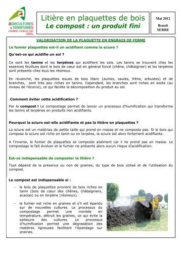 LitiÃ¨re en plaquettes de bois - compost - Chambre d'agriculture du ...