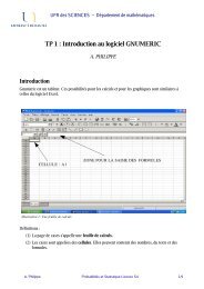 TP 1 : Introduction au logiciel GNUMERIC