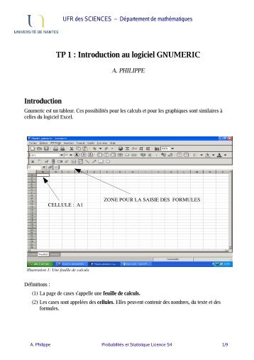 TP 1 : Introduction au logiciel GNUMERIC