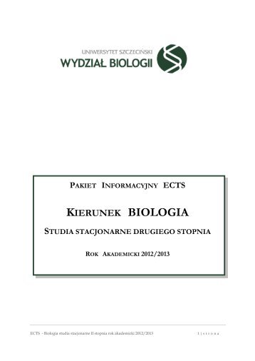 ECTS II st Biologia 2012-13.pdf - Wydział Biologii - Uniwersytet ...