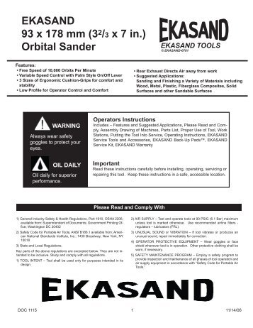 Ekasand 3.66 x 7 Orbital Sander