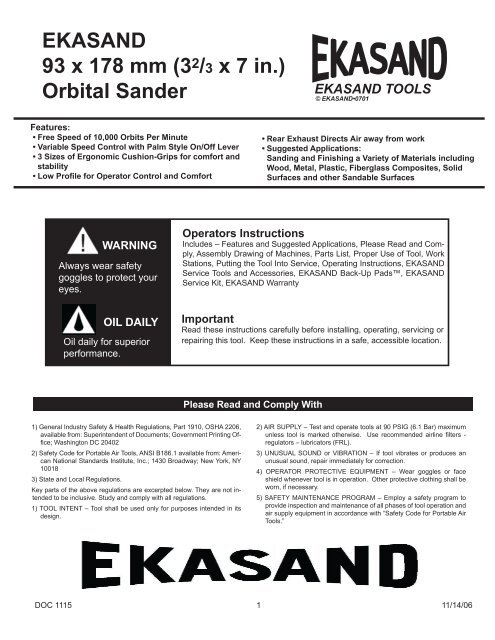 Ekasand 3.66 x 7 Orbital Sander