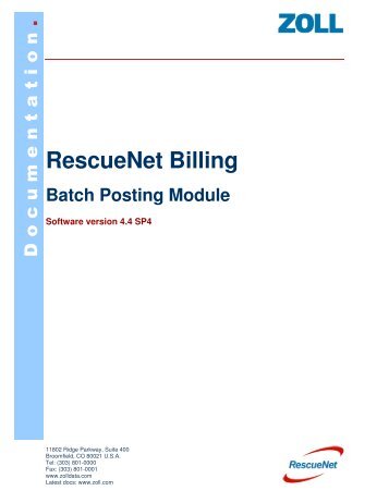 RescueNet Batch Posting Guide - ZOLL Data Systems