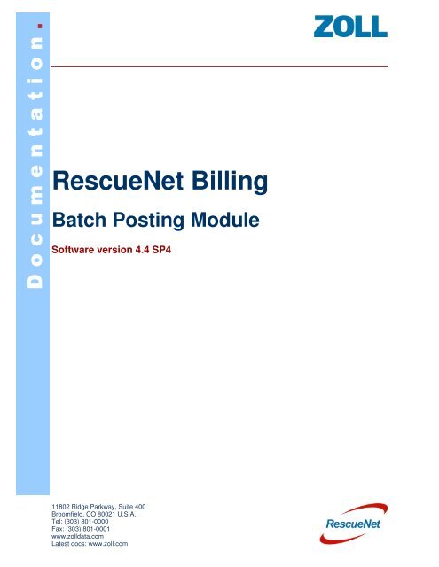 RescueNet Batch Posting Guide - ZOLL Data Systems