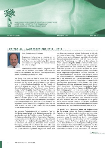 editorial – jahresbericht 2011 - 2012 - Schweizerische Gesellschaft ...