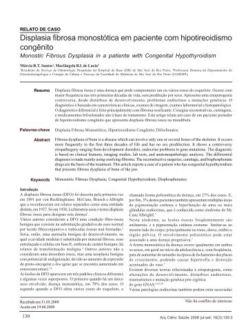 Displasia fibrosa monostÃ³tica em paciente com hipotireoidismo ...