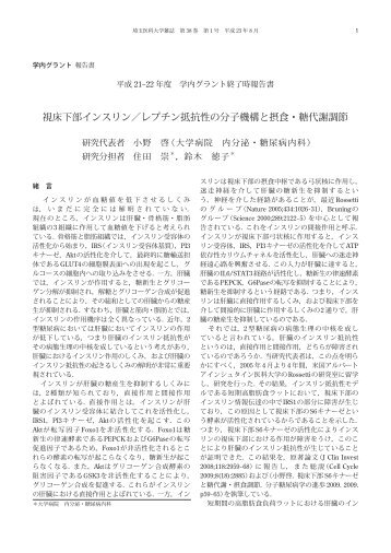 視床下部インスリン／レプチン抵抗性の分子機構と摂食 ... - 埼玉医科大学