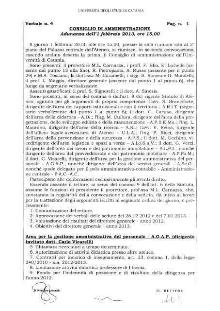 Verbale n. 4 Pag. n. 1 - Oocc.unict.it - UniversitÃ degli Studi di Catania
