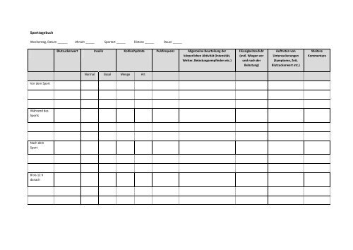 Sporttagebuch - Diabetesinformationsdienst