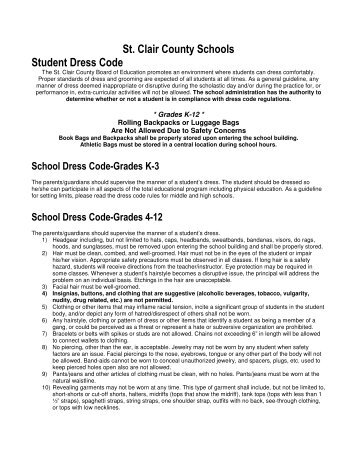 St. Clair County Schools Student Dress Code