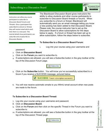 Subscribing to a Discussion Board - Wilmington University