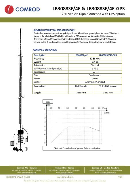 LB3088SF/4E & LB3088SF/4E-GPS - Comrod