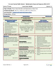 St. Lucie County Public Schools Mathematics Scope and Sequence ...
