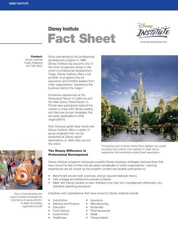 Fact Sheet - The Walt Disney Company