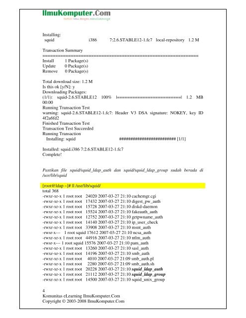 Squid proxy menggunakan Authentikasi LDAP - IlmuKomputer.Com