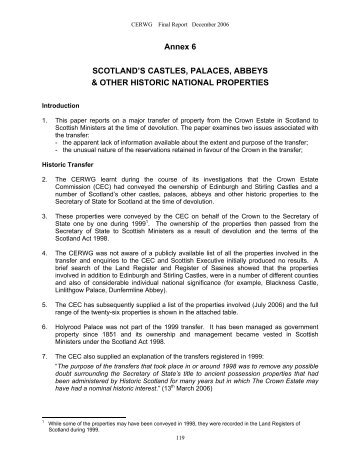 Annex 6 SCOTLAND'S CASTLES, PALACES ... - Andy Wightman