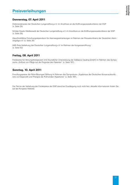 Übersicht Freitag 08. April 2011 - dgp-kongress.de