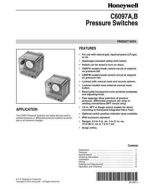 C6097 Pressure Switch - Titan Air