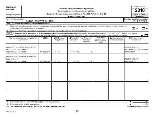 2010 IRS Form 990 - Gator Boosters, Inc.