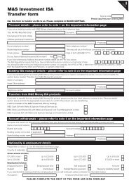 Transfer Form - M&S Investment ISA - M&S Bank - Marks & Spencer