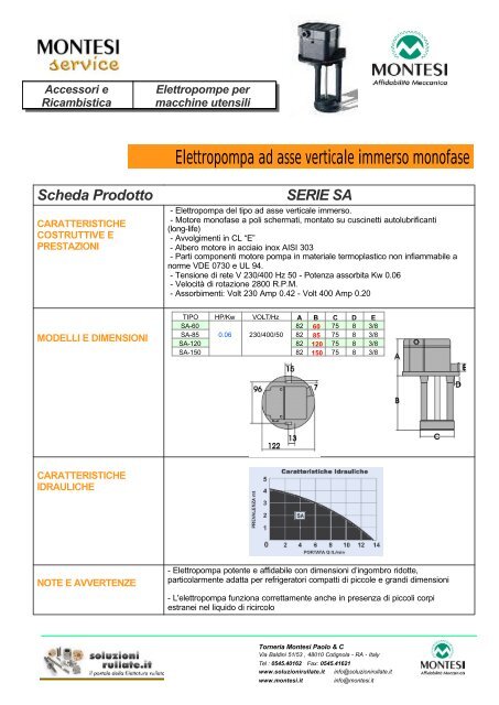 Elettropompa ad asse verticale immerso monofase - Sea