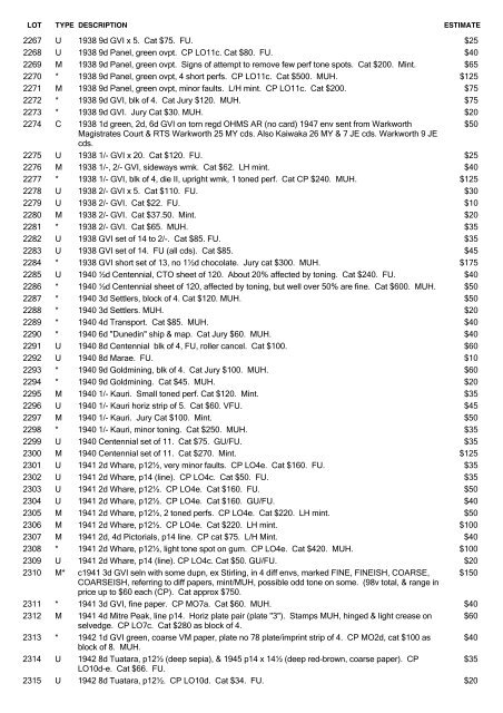 Postal stamP auction - Mowbray Collectables