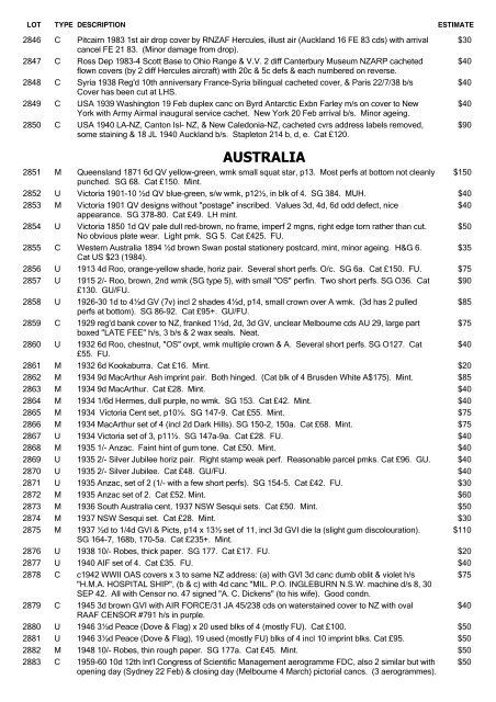 Postal stamP auction - Mowbray Collectables