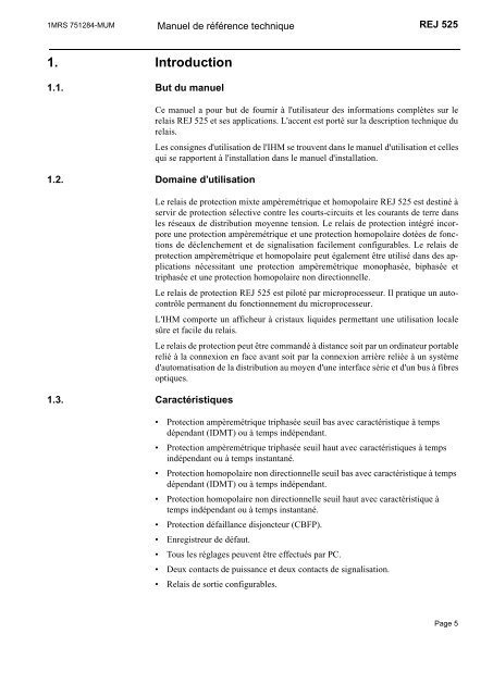 REJ 525 Relais de protection mixte ampèremétrique et homopolaire