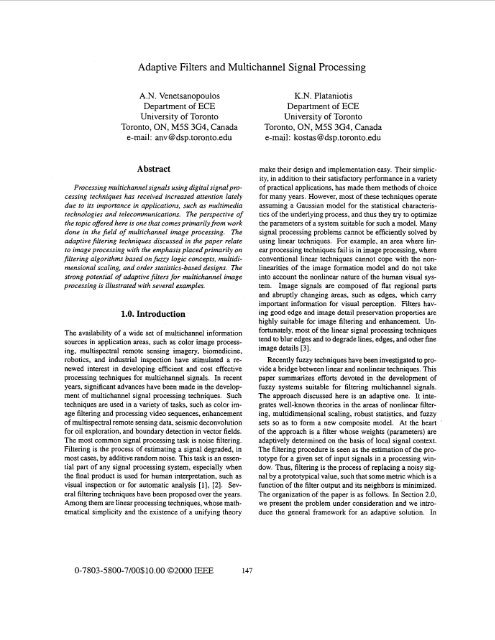 Adaptive filters and multichannel signal processing ... - IEEE Xplore