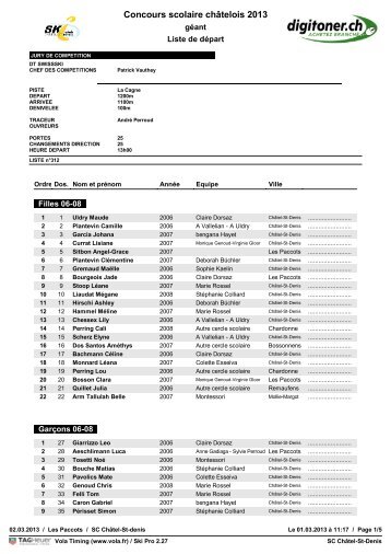 Concours scolaire chÃ¢telois 2013 - ski club chatel