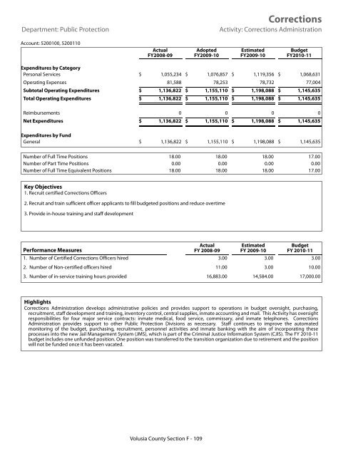 FY 2010-11 Adopted Budget - Volusia County Government