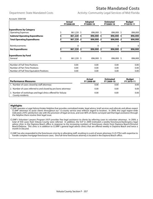 FY 2010-11 Adopted Budget - Volusia County Government