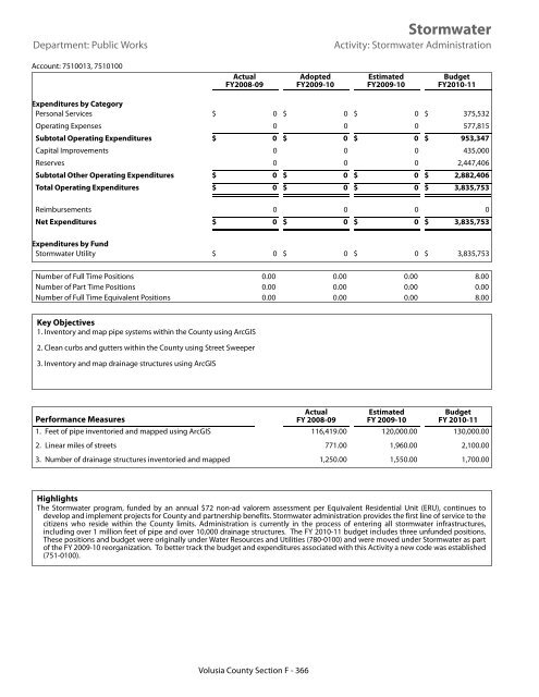 FY 2010-11 Adopted Budget - Volusia County Government