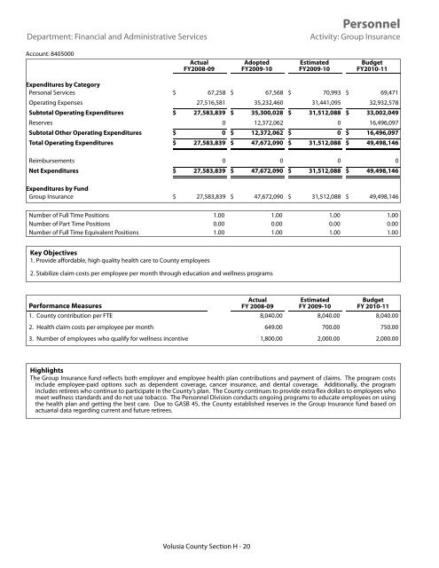 FY 2010-11 Adopted Budget - Volusia County Government