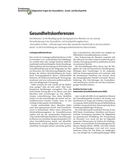 Jahresbericht 2008 - Ärztekammer Nordrhein