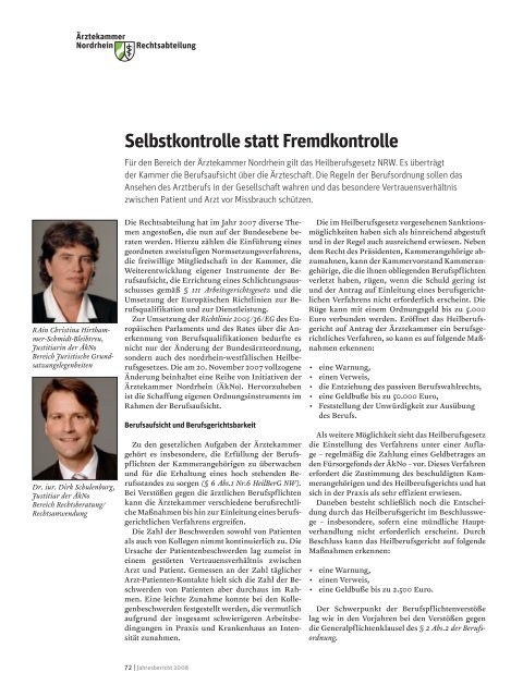 Jahresbericht 2008 - Ärztekammer Nordrhein