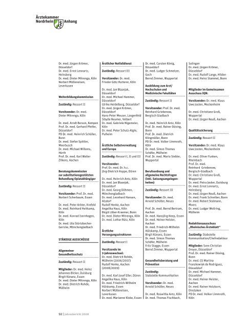 Jahresbericht 2008 - Ärztekammer Nordrhein