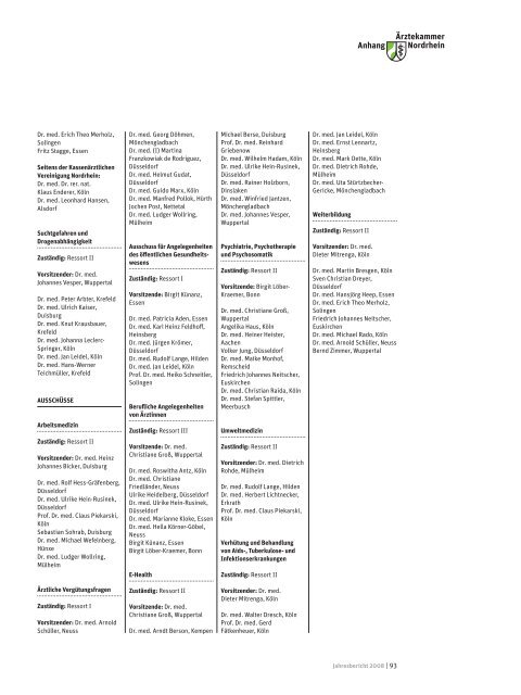 Jahresbericht 2008 - Ärztekammer Nordrhein