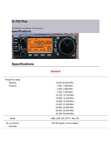 Icom 703 Plus HF/6M Radio - WA3WSJ