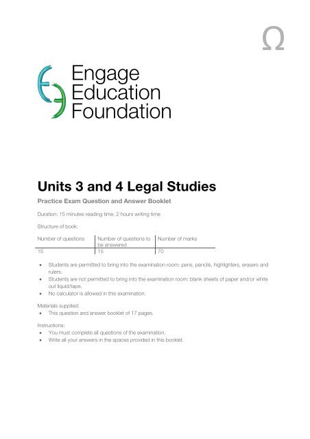 Unit 3 & 4 Legal Studies - Practice Exam - Engage Education ...