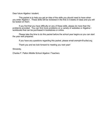 Summer Packet - Patton Middle School