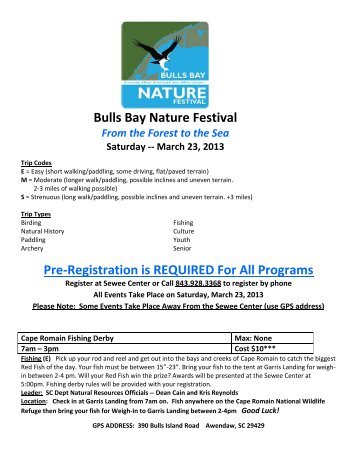 Bulls Bay Nature Festival Pre-Registration is REQUIRED For All ...