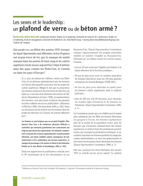 Les sexes et le leadership - L'Observatoire de l'administration ...