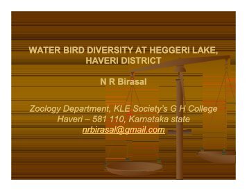 WATER BIRD DIVERSITY AT HEGGERI LAKE, HAVERI ... - CES
