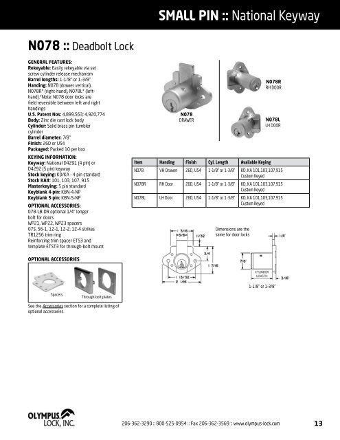 PRODUCT CATALOG - Olympus Lock