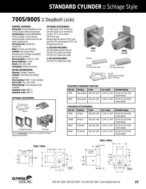 PRODUCT CATALOG - Olympus Lock