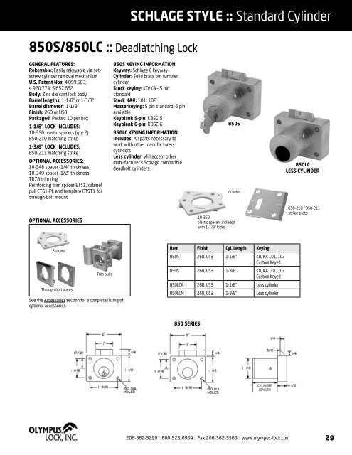 PRODUCT CATALOG - Olympus Lock