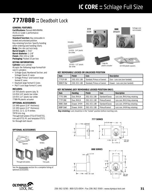 PRODUCT CATALOG - Olympus Lock