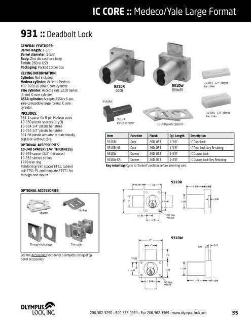 PRODUCT CATALOG - Olympus Lock