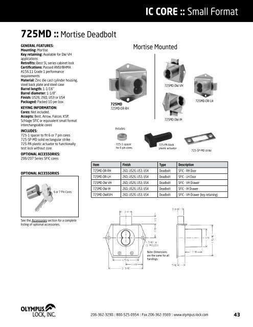 PRODUCT CATALOG - Olympus Lock